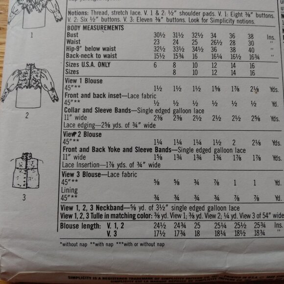 Vintage 80s Victorian Lace Blouse Sewing Pattern Size 14 Jessica McClintock 9025 - Picture 10 of 12
